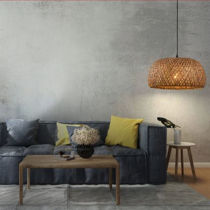 Csillár zsinóron KORFU 1xE27/20W/230V átm. 38 cm bambusz