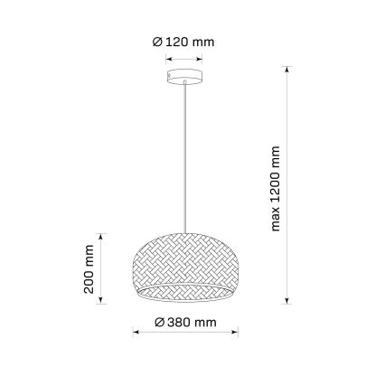 Csillár zsinóron KORFU 1xE27/20W/230V átm. 38 cm bambusz