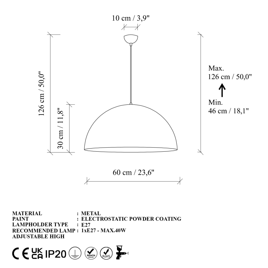 Csillár zsinóron KURE 1xE27/40W/230V arany