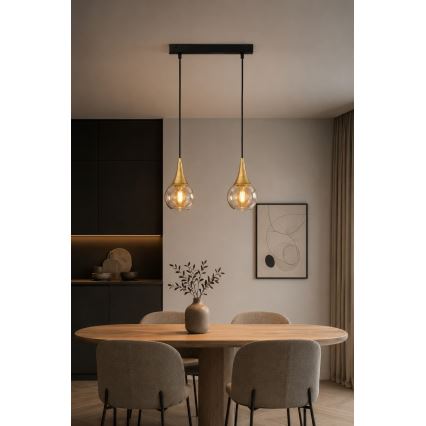 Csillár zsinóron LACRIMA HONEY 2xE27/60W/230V