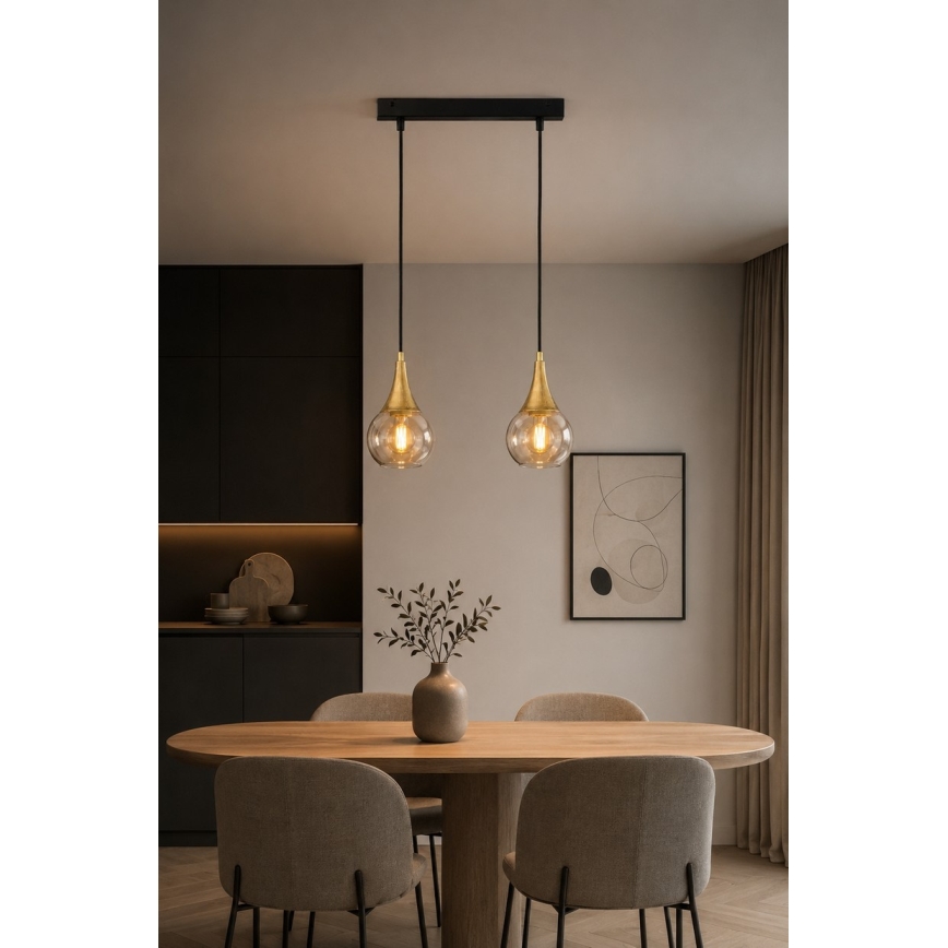 Csillár zsinóron LACRIMA HONEY 2xE27/60W/230V