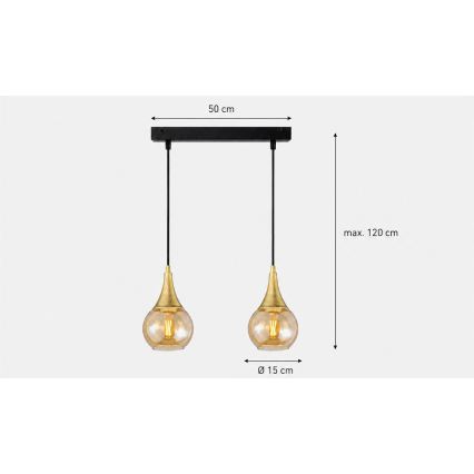 Csillár zsinóron LACRIMA HONEY 2xE27/60W/230V