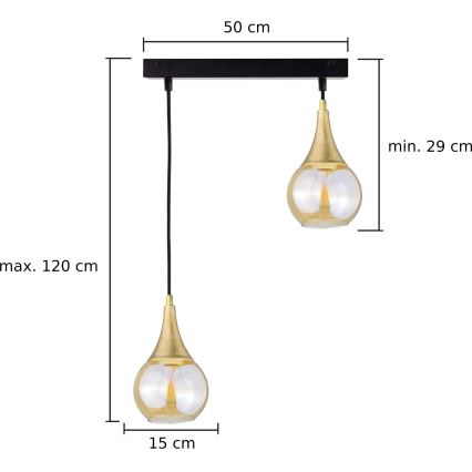 Csillár zsinóron LACRIMA HONEY 2xE27/60W/230V