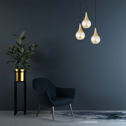 Csillár zsinóron LACRIMA HONEY 3xE27/60W/230V á. 30 cm