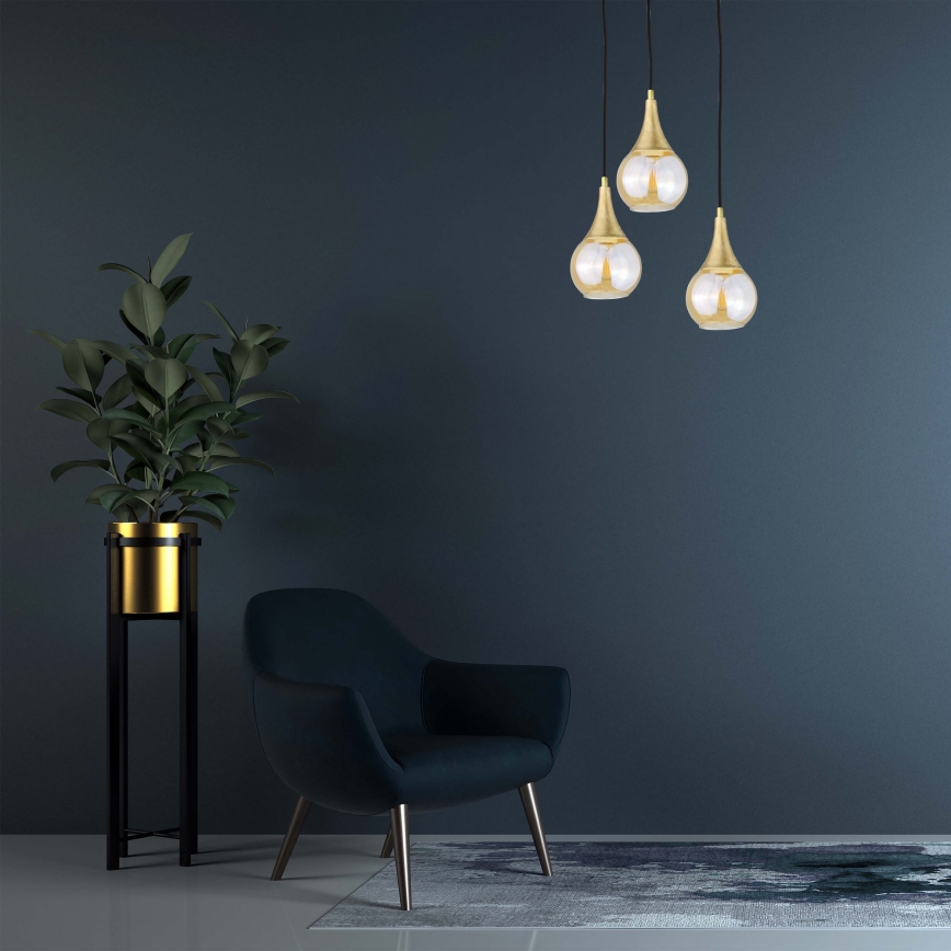 Csillár zsinóron LACRIMA HONEY 3xE27/60W/230V á. 30 cm