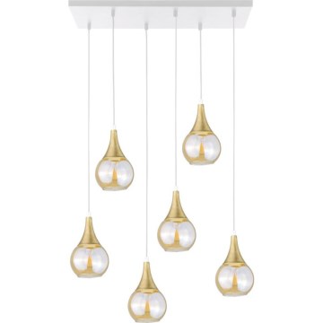 Csillár zsinóron LACRIMA HONEY 6xE27/60W/230V fehér/arany/füstös bézs