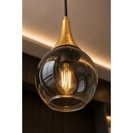 Csillár zsinóron LACRIMA SMOKY 3xE27/60W/230V á. 30 cm