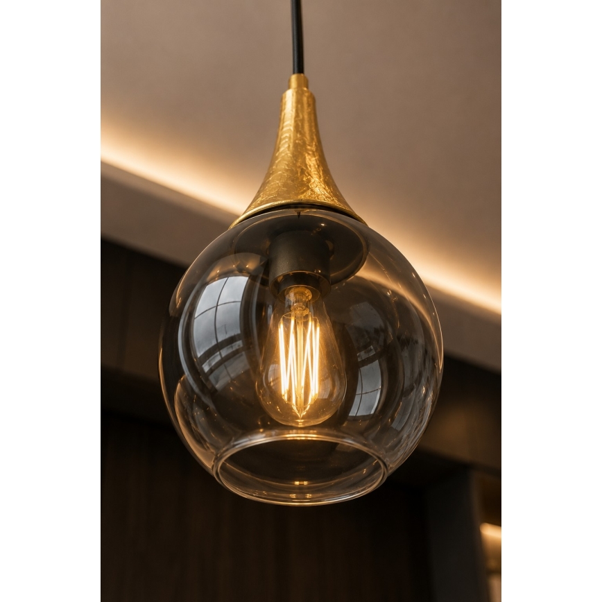 Csillár zsinóron LACRIMA SMOKY 3xE27/60W/230V á. 30 cm