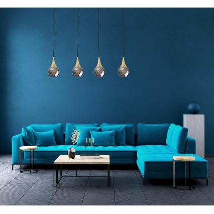 Csillár zsinóron LACRIMA SMOKY 4xE27/60W/230V