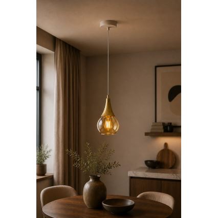 Csillár zsinóron LACRIMA WHITE 1xE27/60W/230V