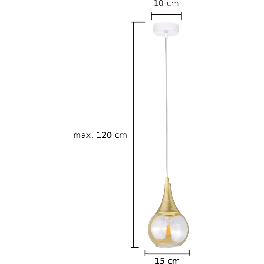 Csillár zsinóron LACRIMA WHITE 1xE27/60W/230V