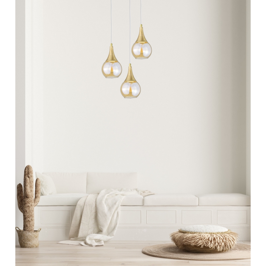 Csillár zsinóron LACRIMA WHITE 3xE27/60W/230V á. 30 cm