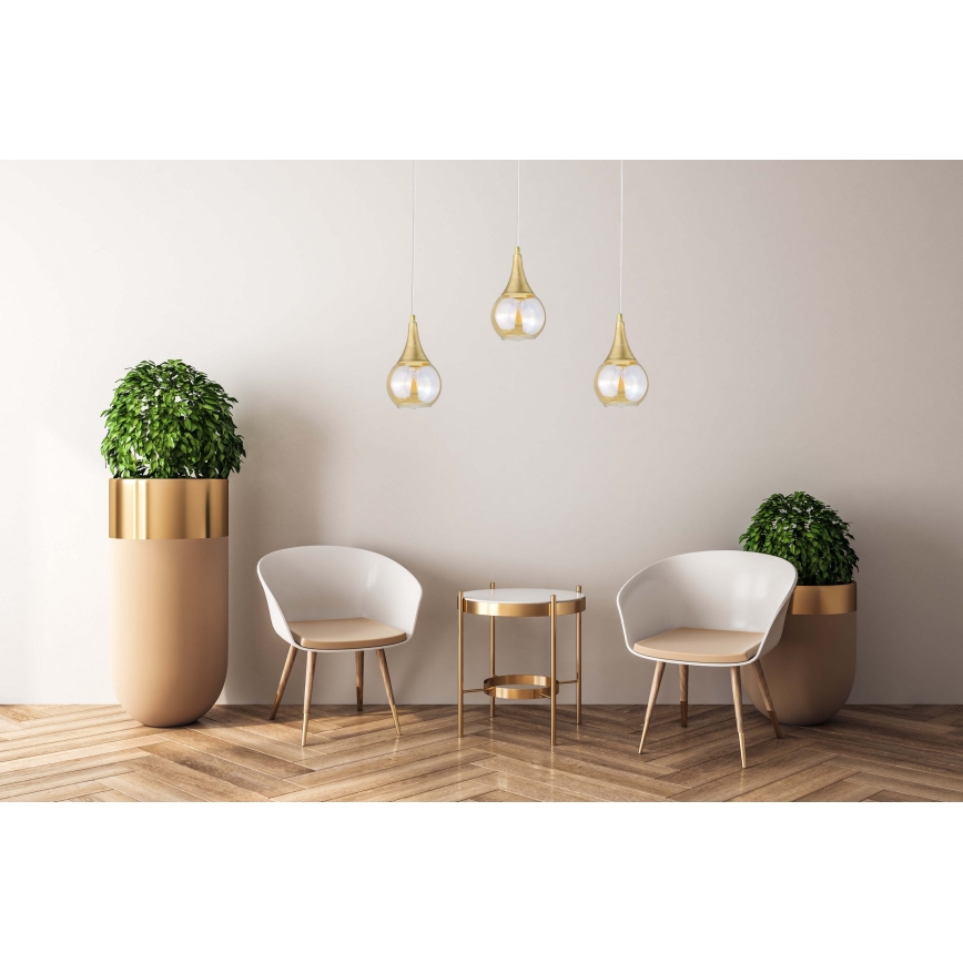 Csillár zsinóron LACRIMA WHITE 3xE27/60W/230V