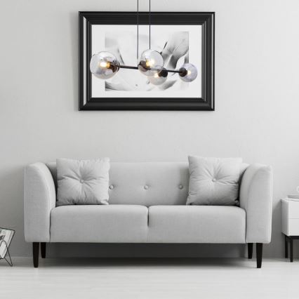 Csillár zsinóron LATIL 4xE27/60W/230V fekete