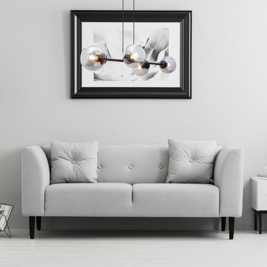 Csillár zsinóron LATIL 4xE27/60W/230V fekete