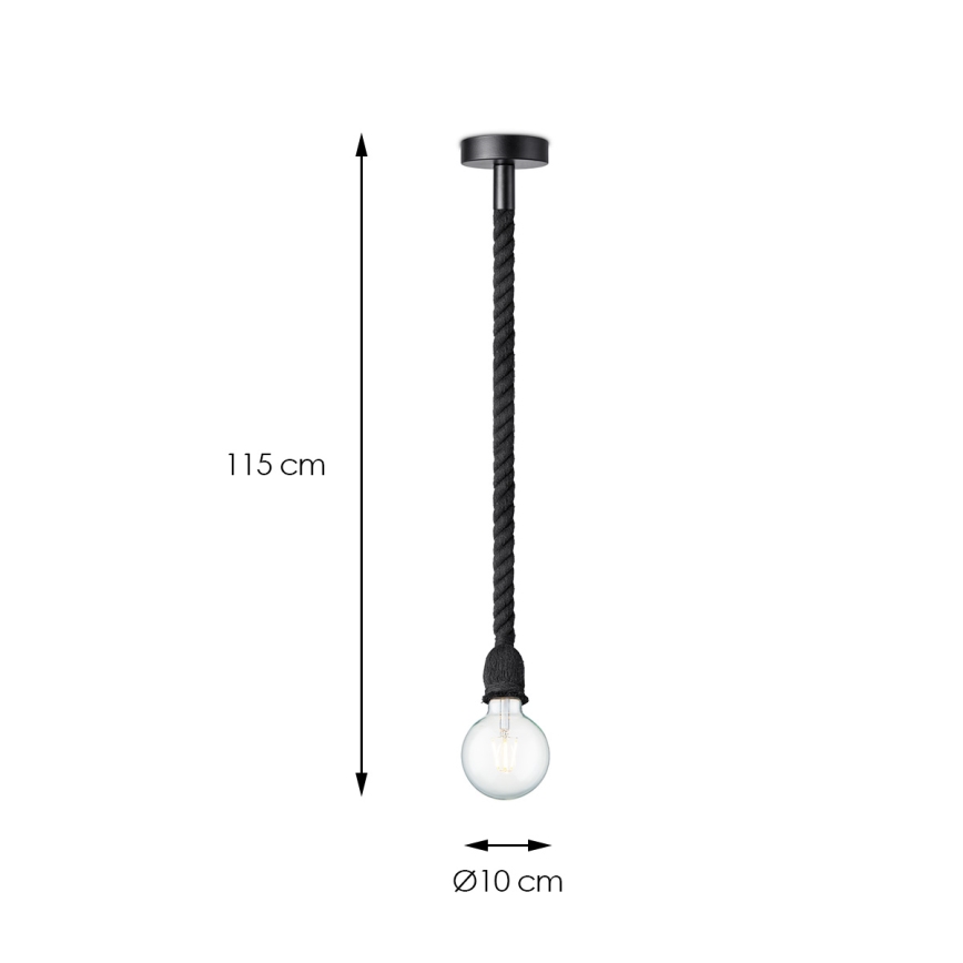 Csillár zsinóron LEONARDO ROPE 1xE27/10W/230V fekete