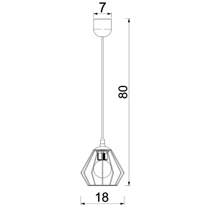 Csillár zsinóron LETI 1xE27/15W/230V fekete