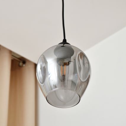 Csillár zsinóron LILI 1xE27/15W/230V fekete/szürke