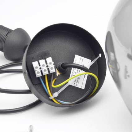 Csillár zsinóron LILI 1xE27/15W/230V fekete/szürke