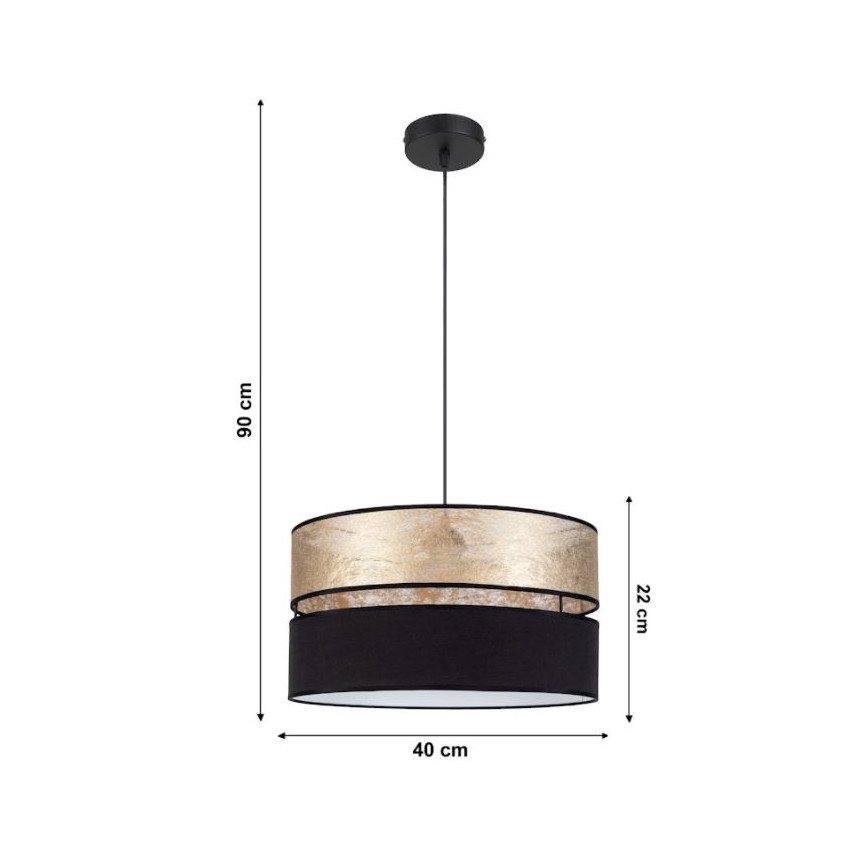 Csillár zsinóron LIMA 1xE27/60W/230V arany/fekete