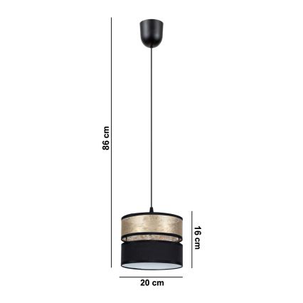 Csillár zsinóron LIMA 1xE27/60W/230V arany/fekete