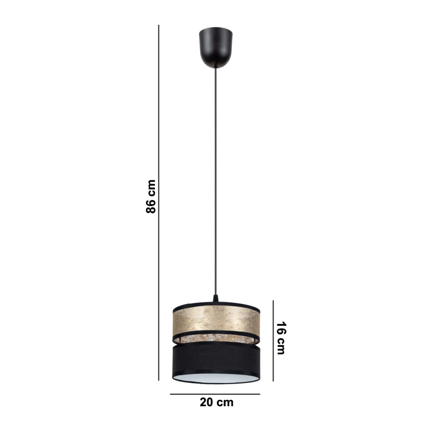 Csillár zsinóron LIMA 1xE27/60W/230V arany/fekete