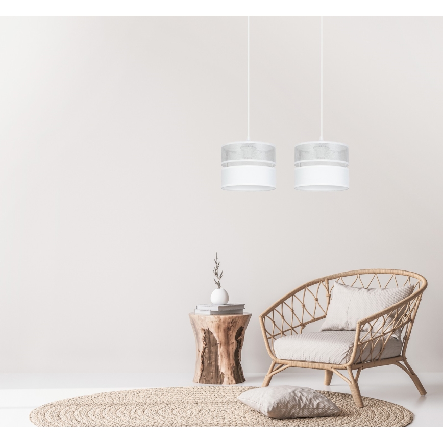 Csillár zsinóron LIMA 2xE27/60W/230V ezüst/fehér