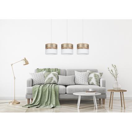 Csillár zsinóron LIMA 3xE27/60W/230V arany/fehér