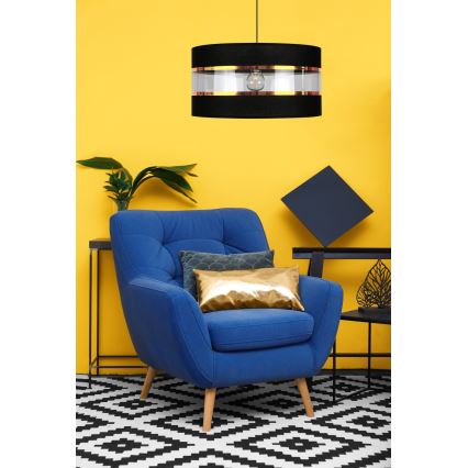 Csillár zsinóron LIND 1xE27/60W/230V fekete