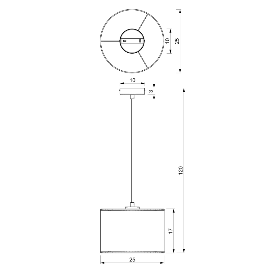 Csillár zsinóron LOFT SHADE 1xE27/60W/230V á. 25 cm fehér/arany