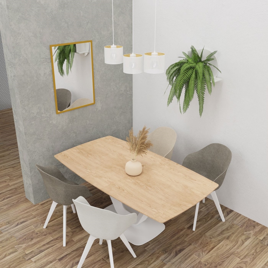 Csillár zsinóron LOFT SHADE 3xE27/60W/230V fehér/arany