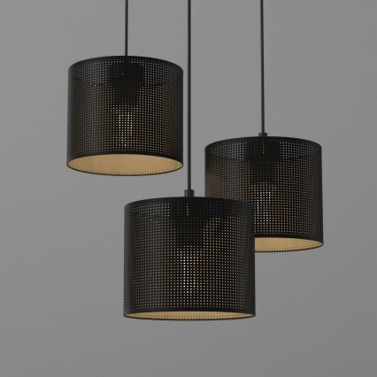 Csillár zsinóron LOFT SHADE 3xE27/60W/230V fekete/arany