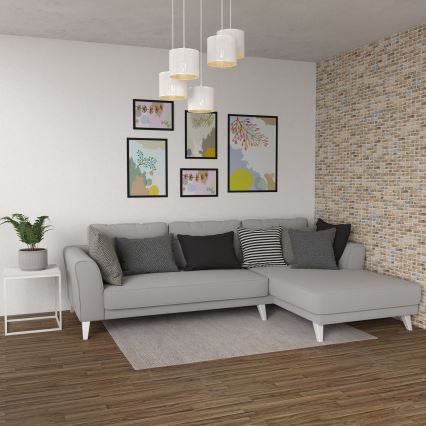 Csillár zsinóron LOFT SHADE 5xE27/60W/230V fehér/arany