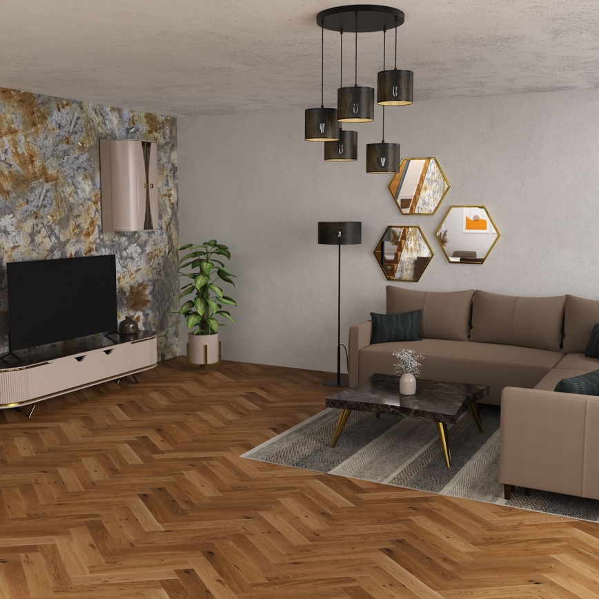 Csillár zsinóron LOFT SHADE 5xE27/60W/230V fekete/arany