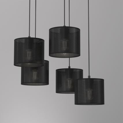 Csillár zsinóron LOFT SHADE 5xE27/60W/230V fekete