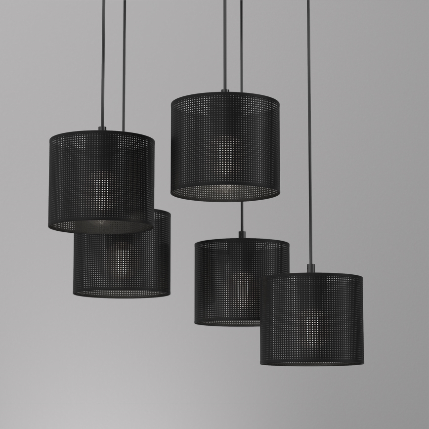 Csillár zsinóron LOFT SHADE 5xE27/60W/230V fekete