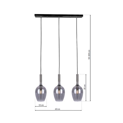 Csillár zsinóron LUGANO 3xE14/40W/230V szürke