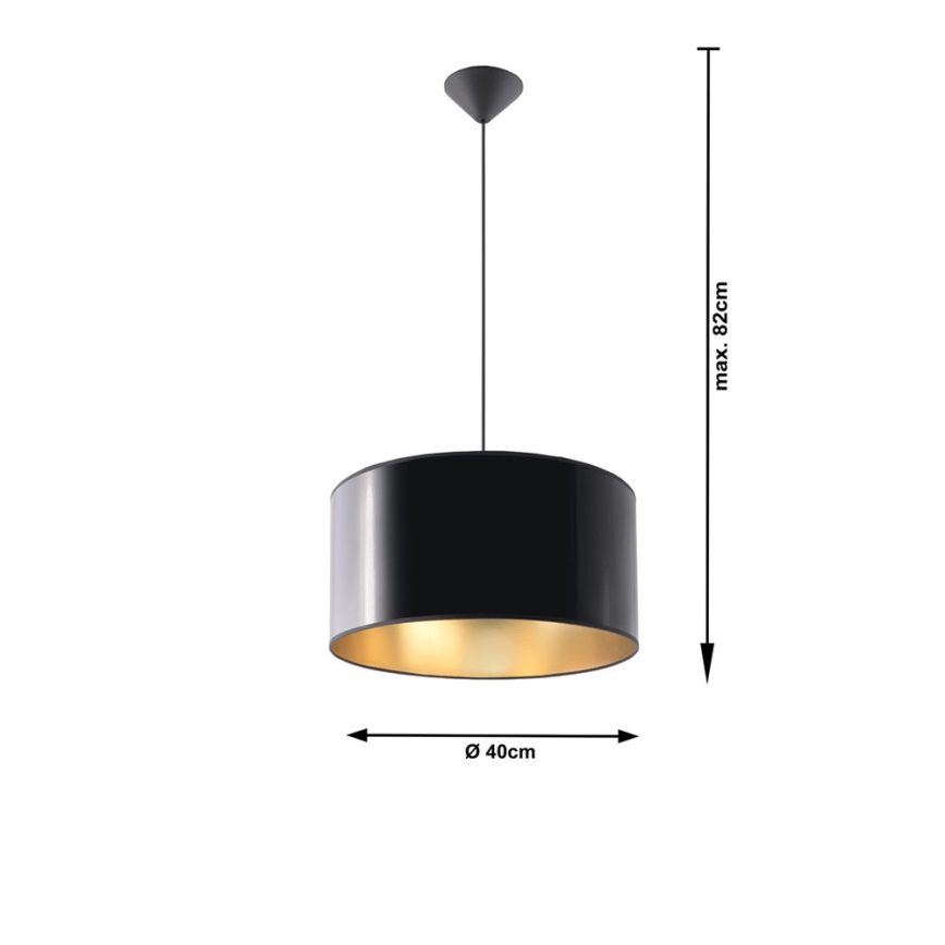 Csillár zsinóron LUXOR 40 1xE27/60W/230V arany/fekete
