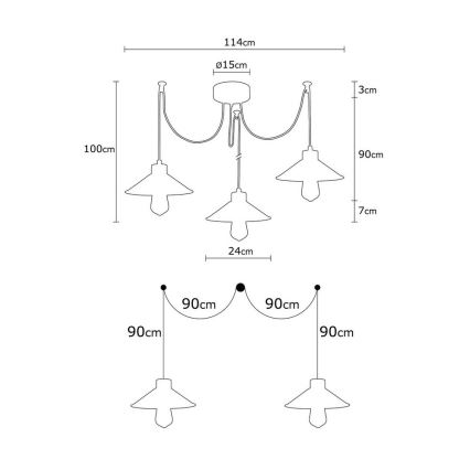 Csillár zsinóron MANAVGAT 3xE27/40W/230V pók