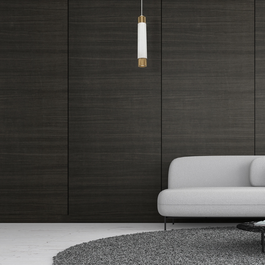 Csillár zsinóron Marble white/brass 1xGU10/8W/230V