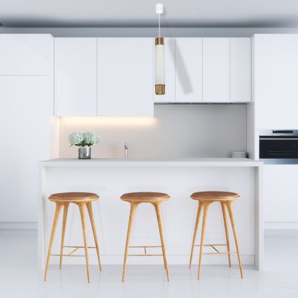 Csillár zsinóron Marble white/brass 1xGU10/8W/230V