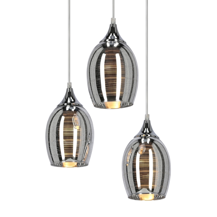 Csillár zsinóron MARINA 3xE27/60W/230V króm