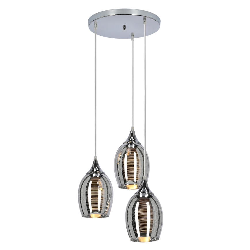 Csillár zsinóron MARINA 3xE27/60W/230V króm