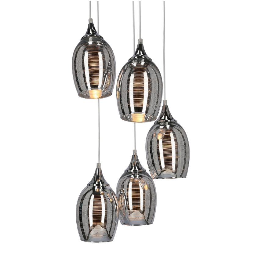 Csillár zsinóron MARINA 5xE27/60W/230V króm