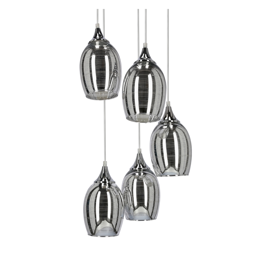 Csillár zsinóron MARINA 5xE27/60W/230V króm