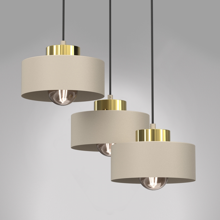 Csillár zsinóron MARTI 3xE27/15W/230V bézs/arany