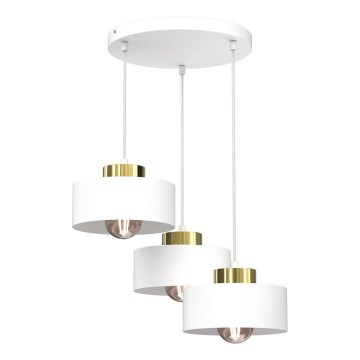 Csillár zsinóron MARTI 3xE27/15W/230V fehér/arany