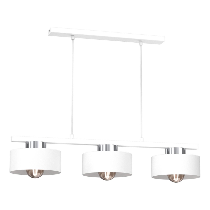 Csillár zsinóron MARTI 3xE27/15W/230V fehér/fényezett króm