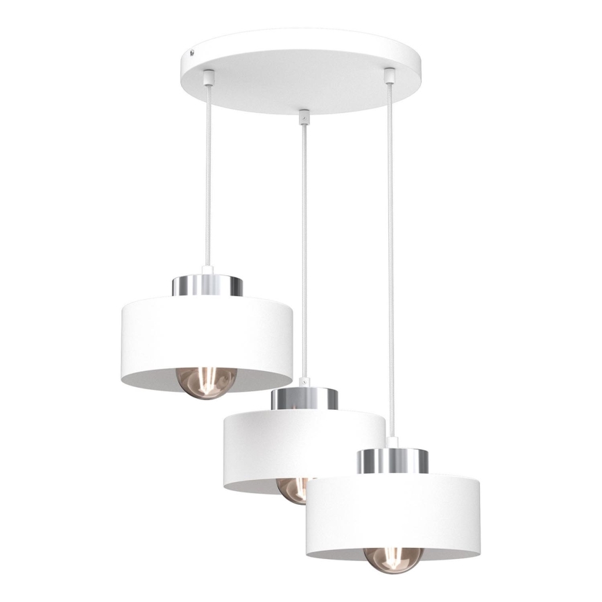 Csillár zsinóron MARTI 3xE27/15W/230V fehér/fényezett króm