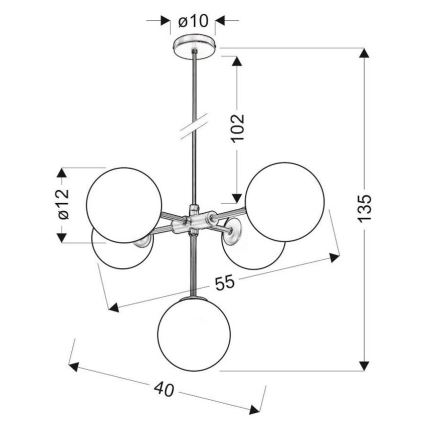 Csillár zsinóron MATI 5xG9/28W/230V